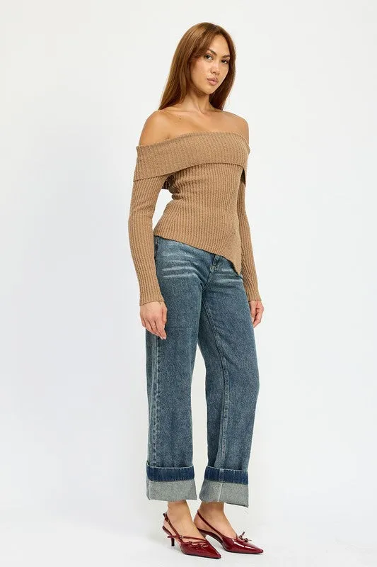 Asymmetrical Off-Shoulder Garment Design