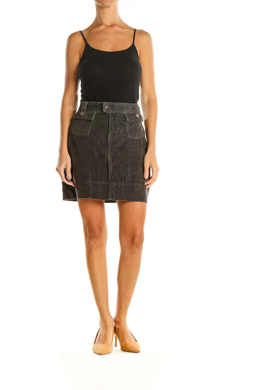 Black Chic Denim Pencil Skirt