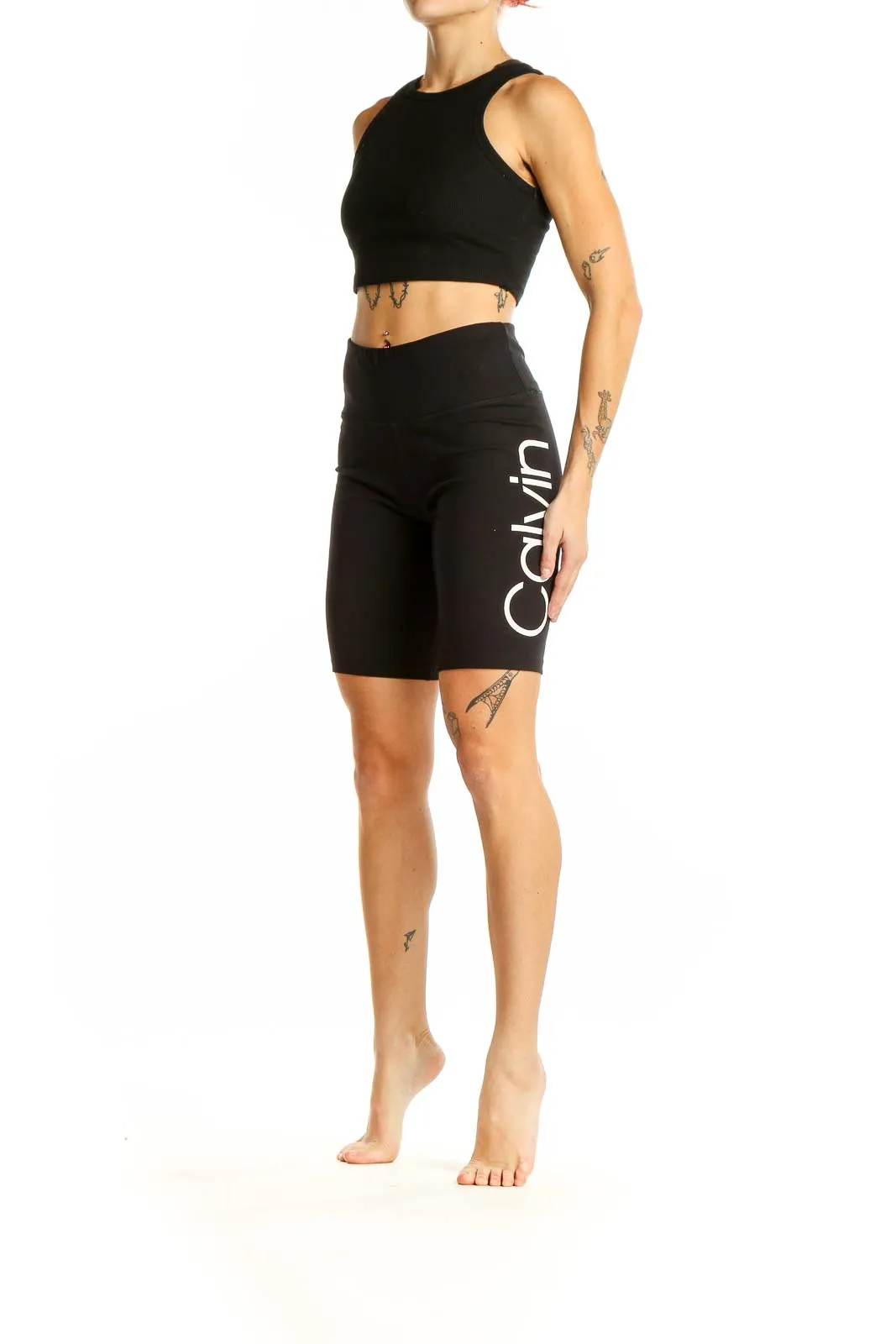 Black High-Waisted Performance Bike Shorts