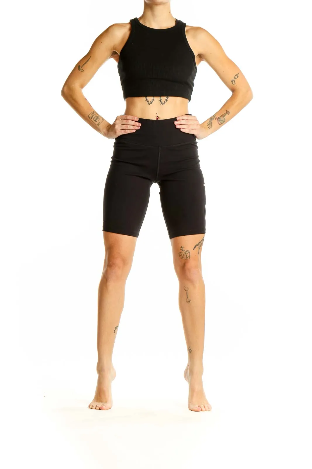 Black High-Waisted Performance Bike Shorts