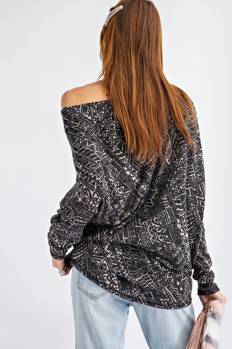 Black Off Shoulder Tops Casual Loose Shirt Dolman Sleeve Tunic Blouse_
