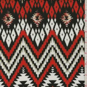 Black/Red/White Southwest Print Jersey Knit Fabric
