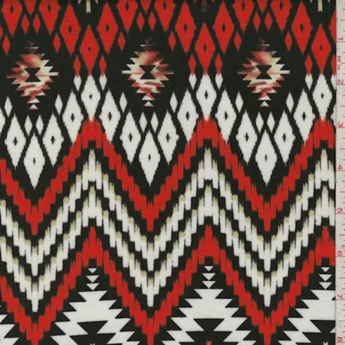 Black/Red/White Southwest Print Jersey Knit Fabric