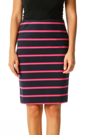 Blue Striped Casual Pencil Skirt