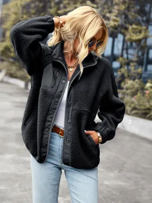 Cozy Plush Jacket | Button-Up Collar Outerwear