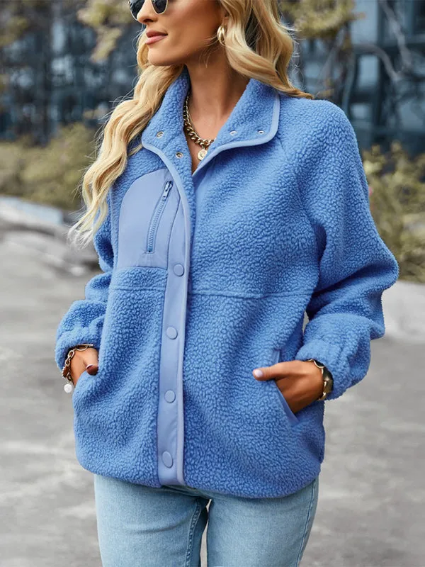 Cozy Plush Jacket | Button-Up Collar Outerwear