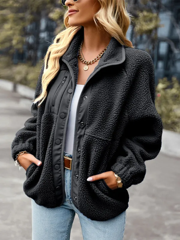 Cozy Plush Jacket | Button-Up Collar Outerwear