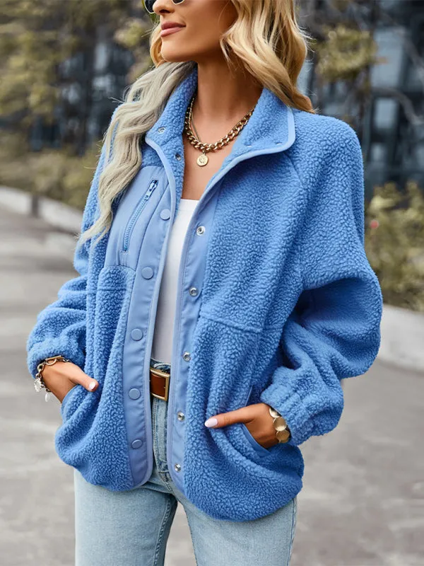 Cozy Plush Jacket | Button-Up Collar Outerwear