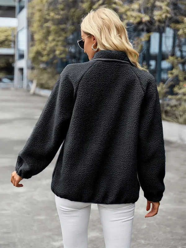 Cozy Plush Jacket | Button-Up Collar Outerwear