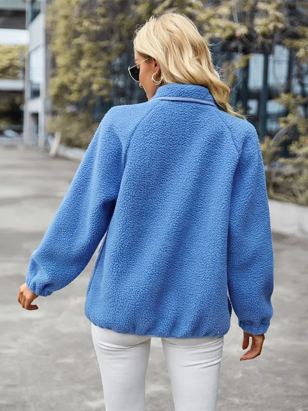 Cozy Plush Jacket | Button-Up Collar Outerwear