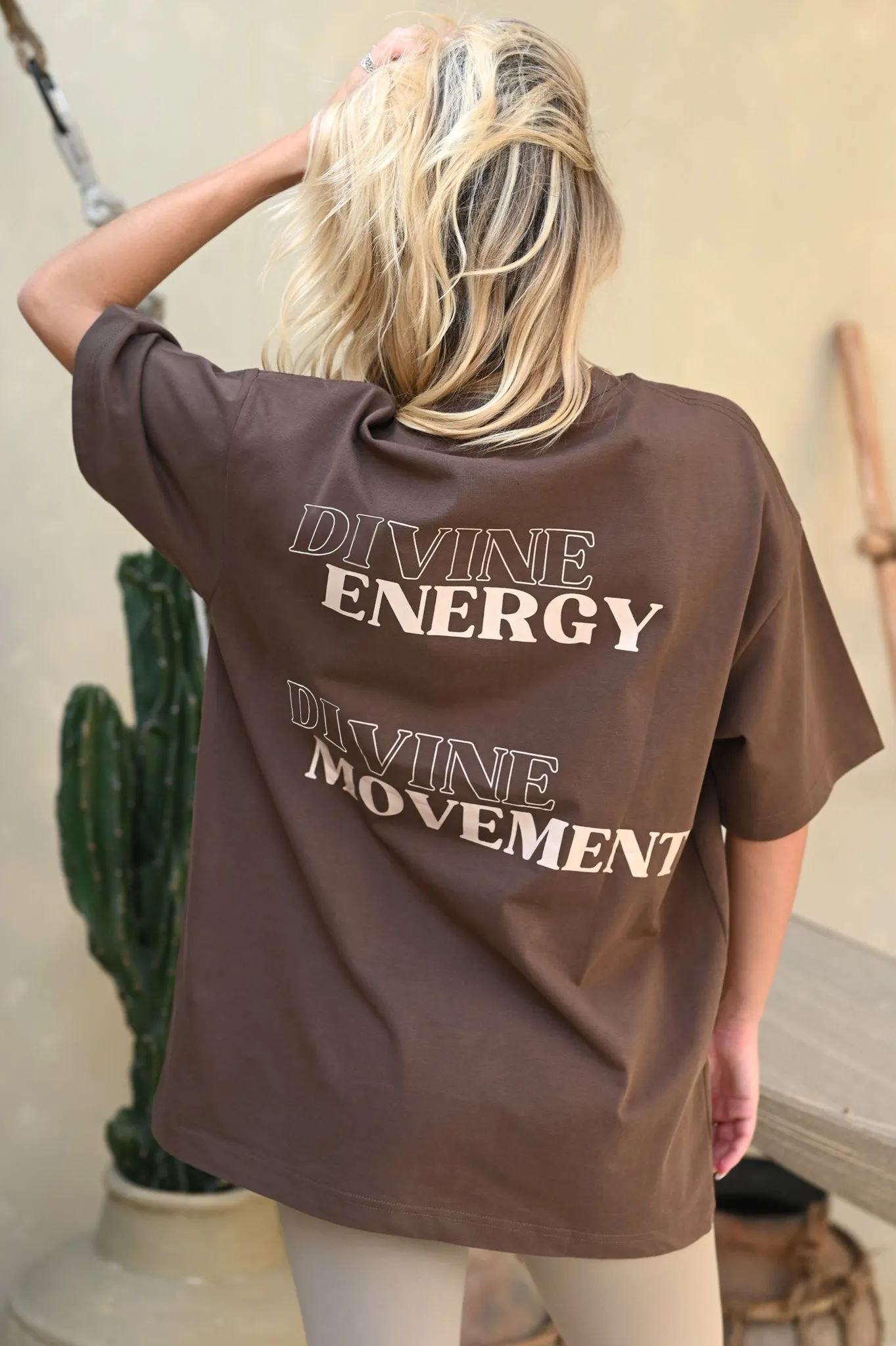 Divine Movement Oversized Boyfriend T Shirt - Espresso