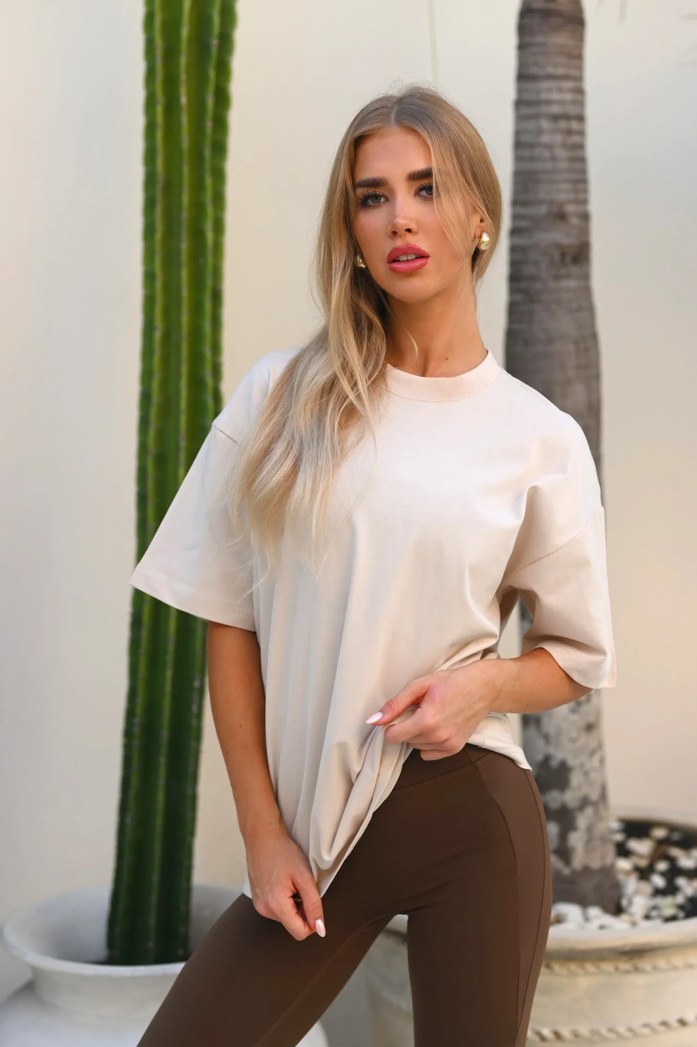 Divine Movement Oversized Boyfriend T-Shirt - Oak
