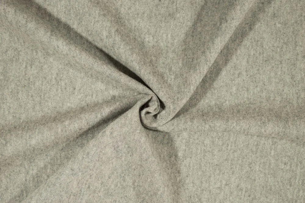 End of Bolt: 1.5 yards of LA FINCH Cotton Spandex Solid Heather Gray Jersey 10 oz Knit-remnant