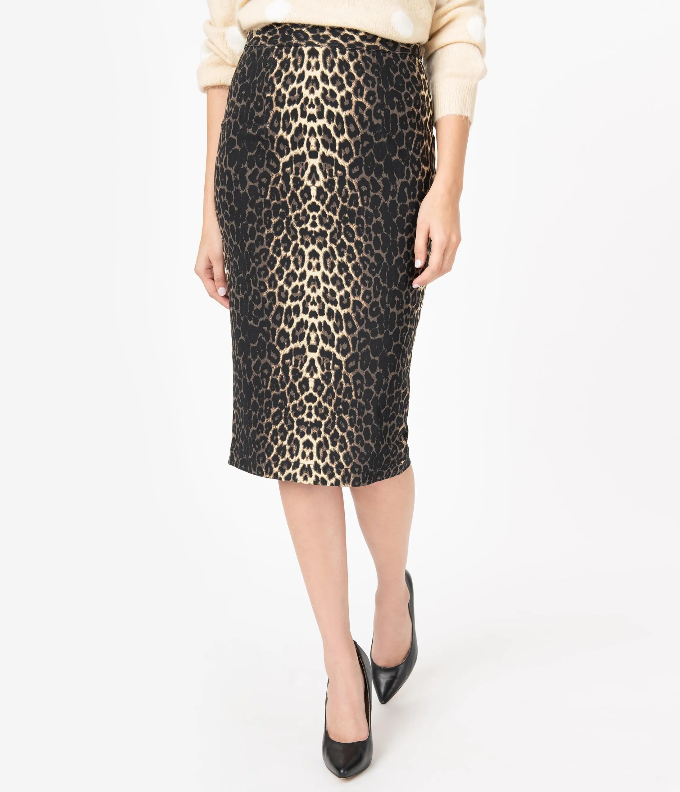 Hell Bunny 1960s Leopard Print Panthera Pencil Skirt