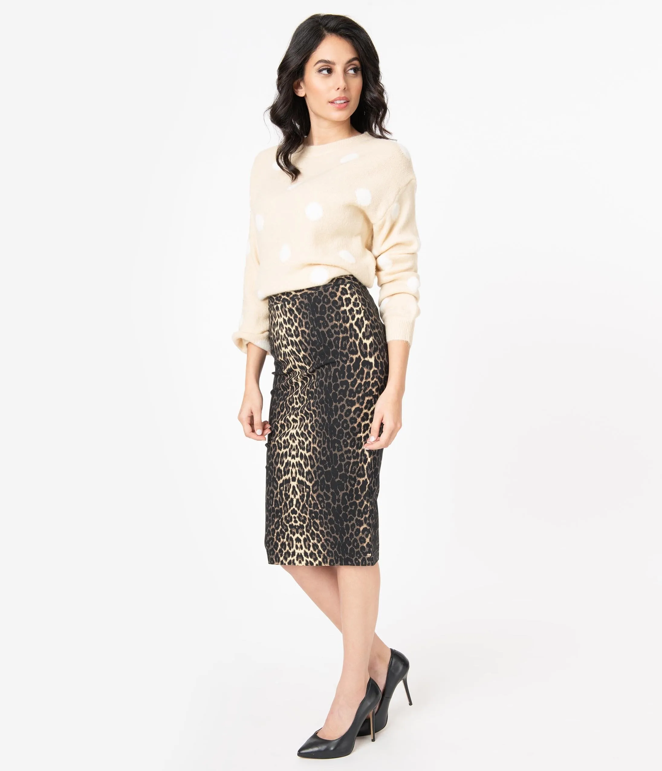 Hell Bunny 1960s Leopard Print Panthera Pencil Skirt