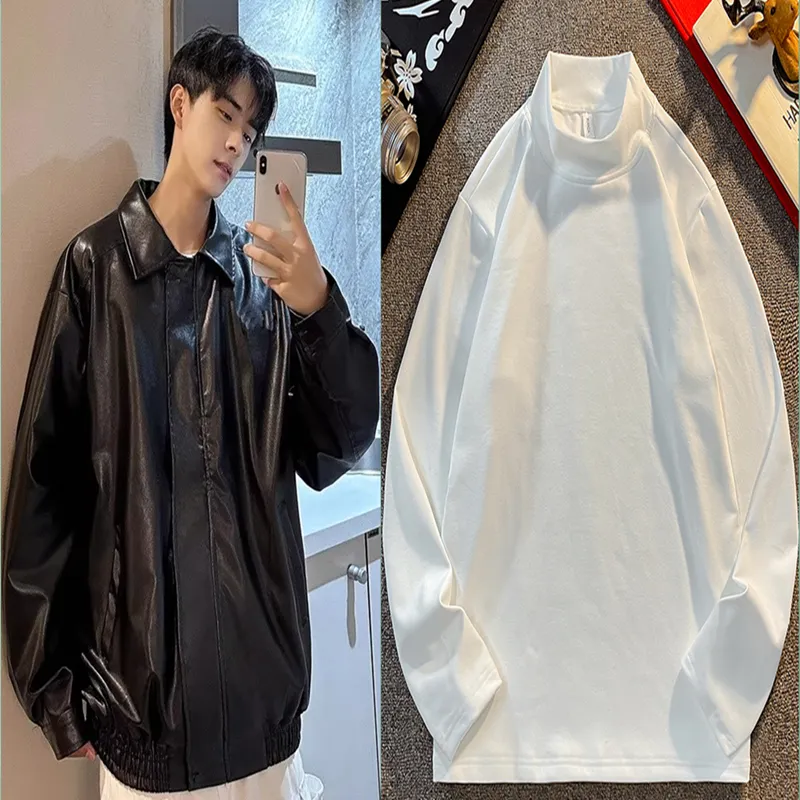 Hip Hop Ins American Retro Motorcycle Clothing Couple Leather Coat