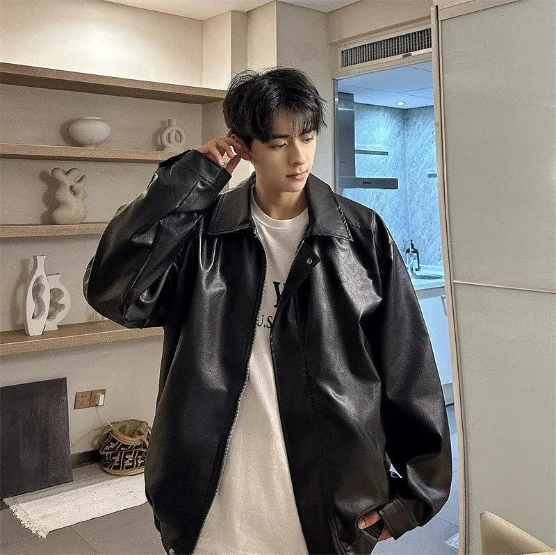 Hip Hop Ins American Retro Motorcycle Clothing Couple Leather Coat