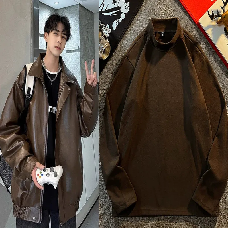 Hip Hop Ins American Retro Motorcycle Clothing Couple Leather Coat