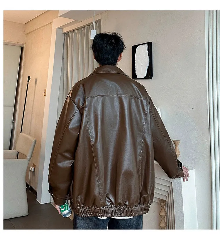 Hip Hop Ins American Retro Motorcycle Clothing Couple Leather Coat