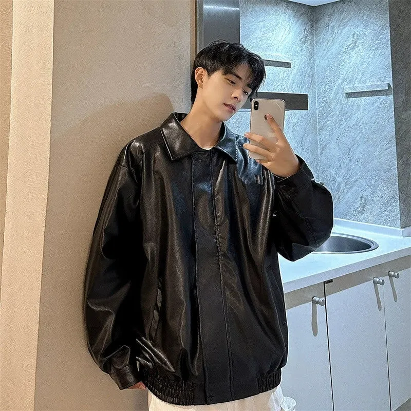 Hip Hop Ins American Retro Motorcycle Clothing Couple Leather Coat
