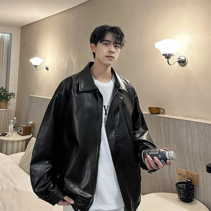 Hip Hop Ins American Retro Motorcycle Clothing Couple Leather Coat