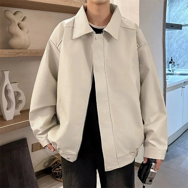 Hip Hop Ins American Retro Motorcycle Clothing Couple Leather Coat