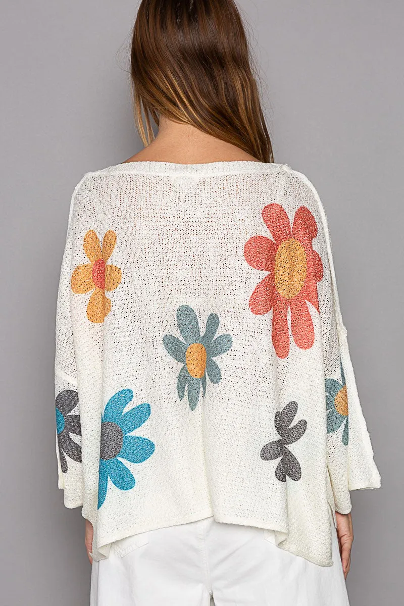 Ivory Flower Sweater