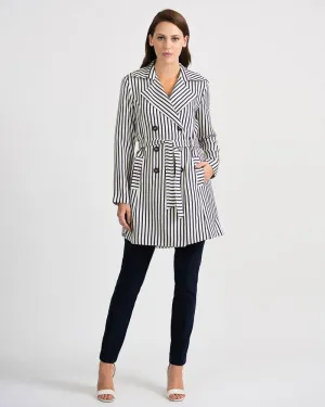 Joseph Ribkoff Classic Striped Trench Jacket, Navy / Off White Style 201253