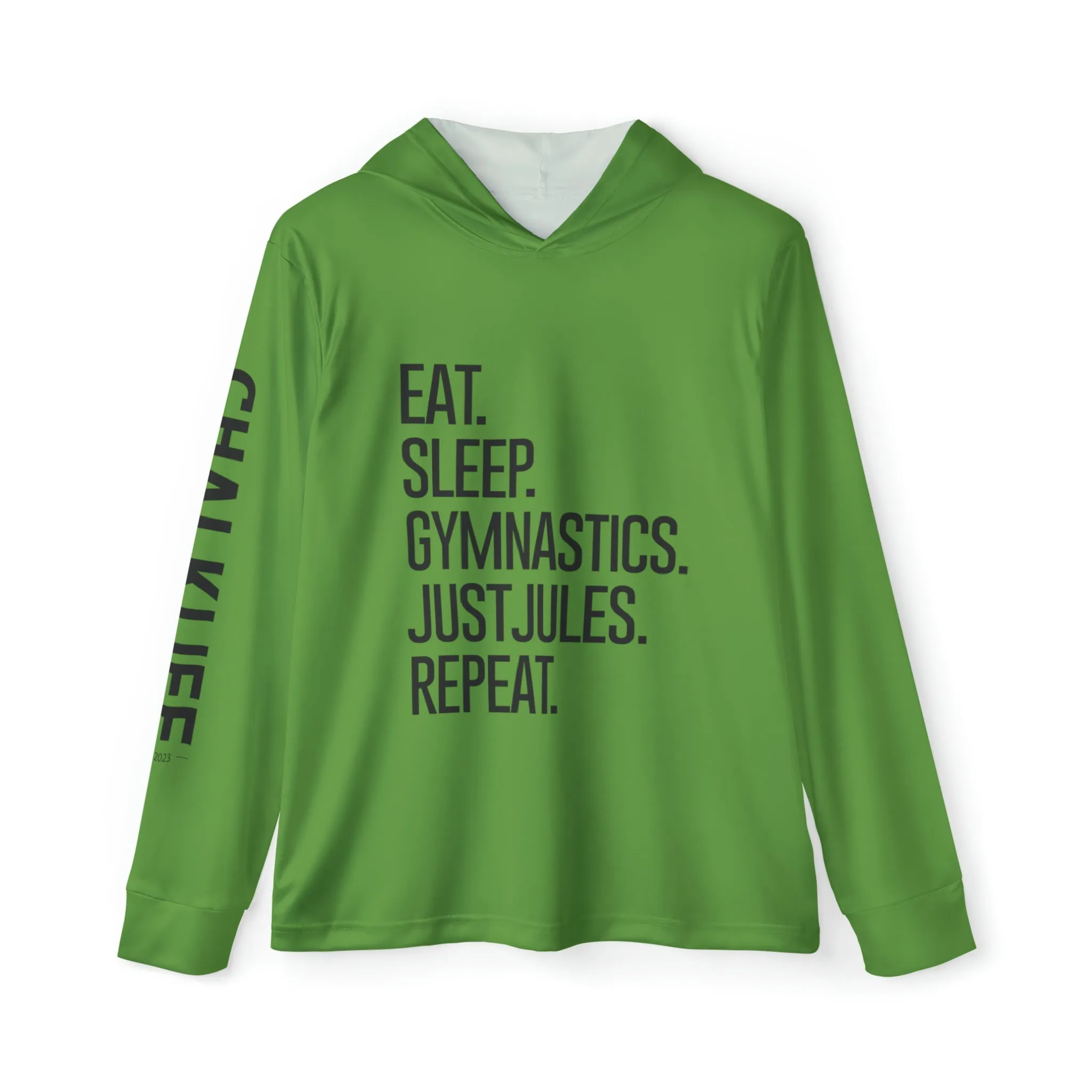 JUSTJULES - Eat. Sleep. Gymnastics. JustJules. Repeat. Performance Hoodie - Green