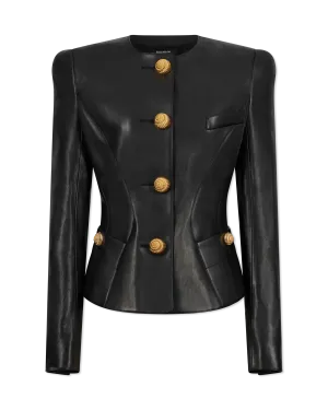 Lambskin Leather Peplum Jacket