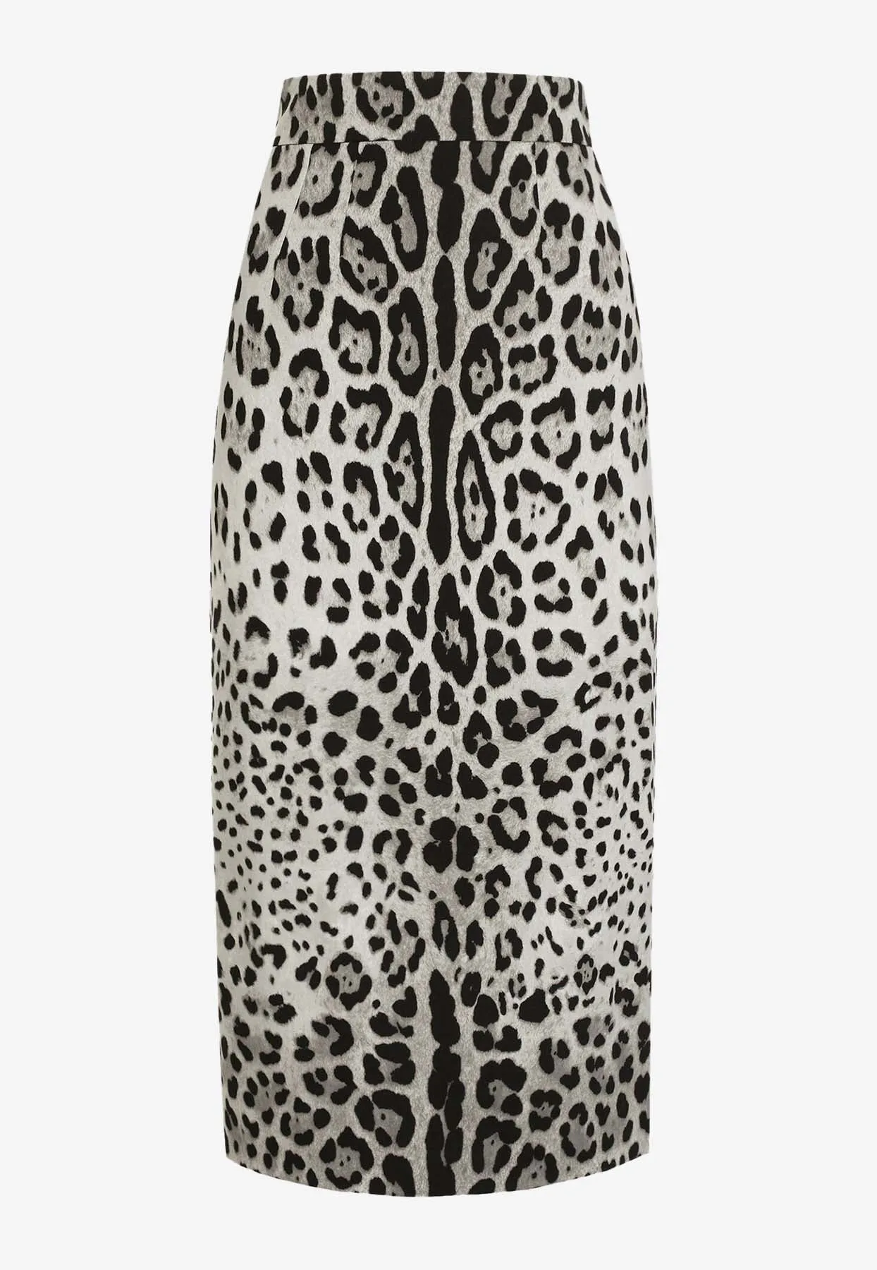 Leopard Print Charmeuse Midi Pencil Skirt