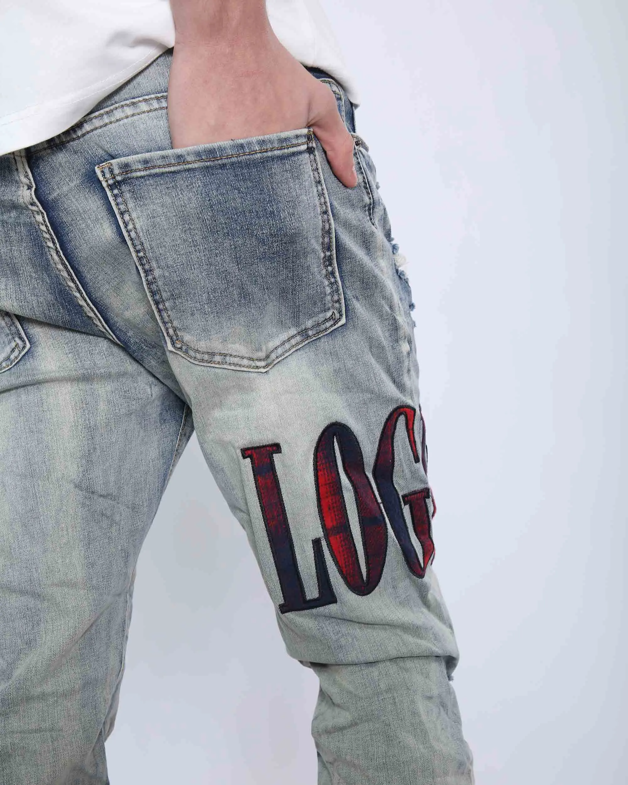 LOGEQI Light Washed Ripped Jeans-Mexico Local Delivery