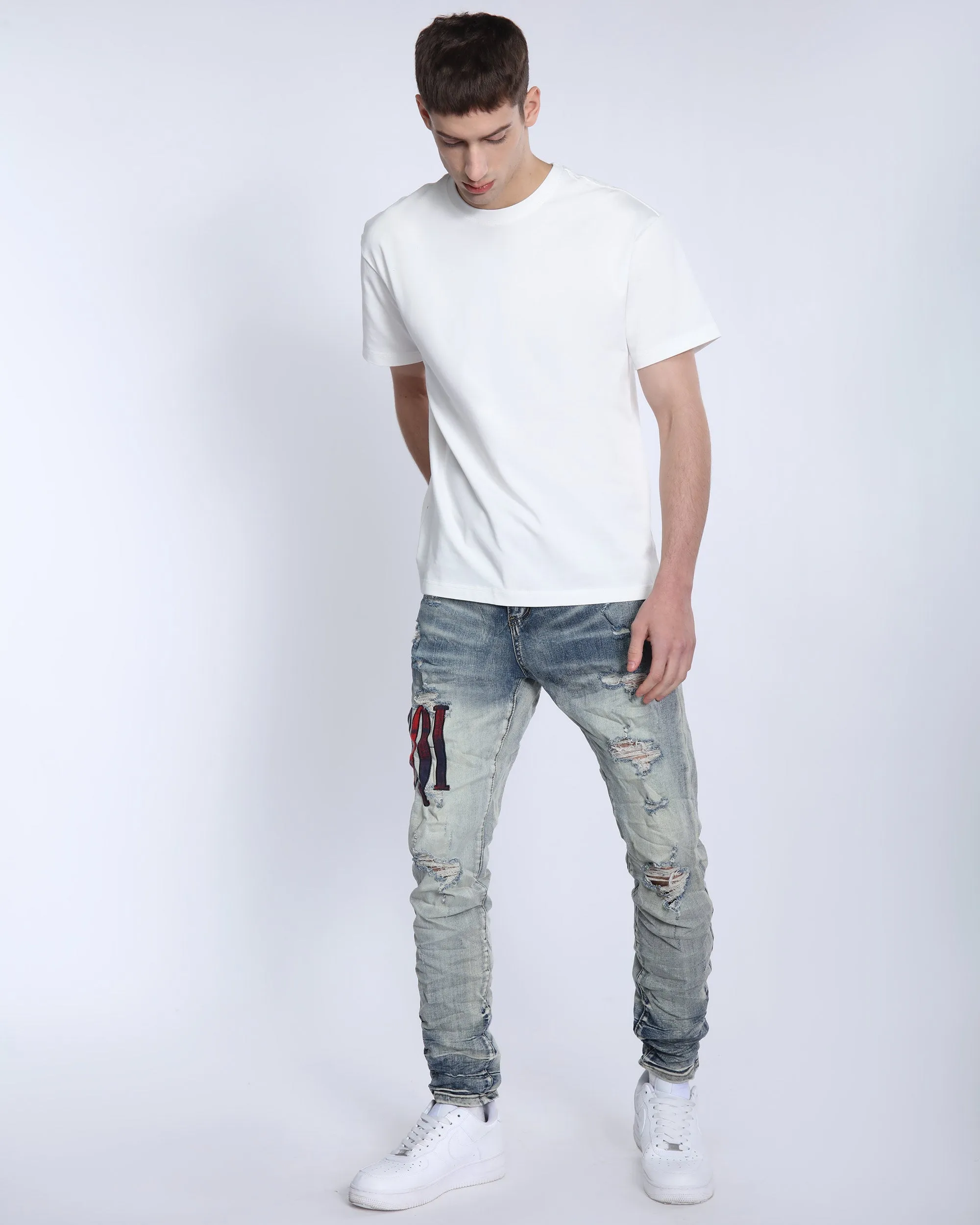 LOGEQI Light Washed Ripped Jeans-Mexico Local Delivery