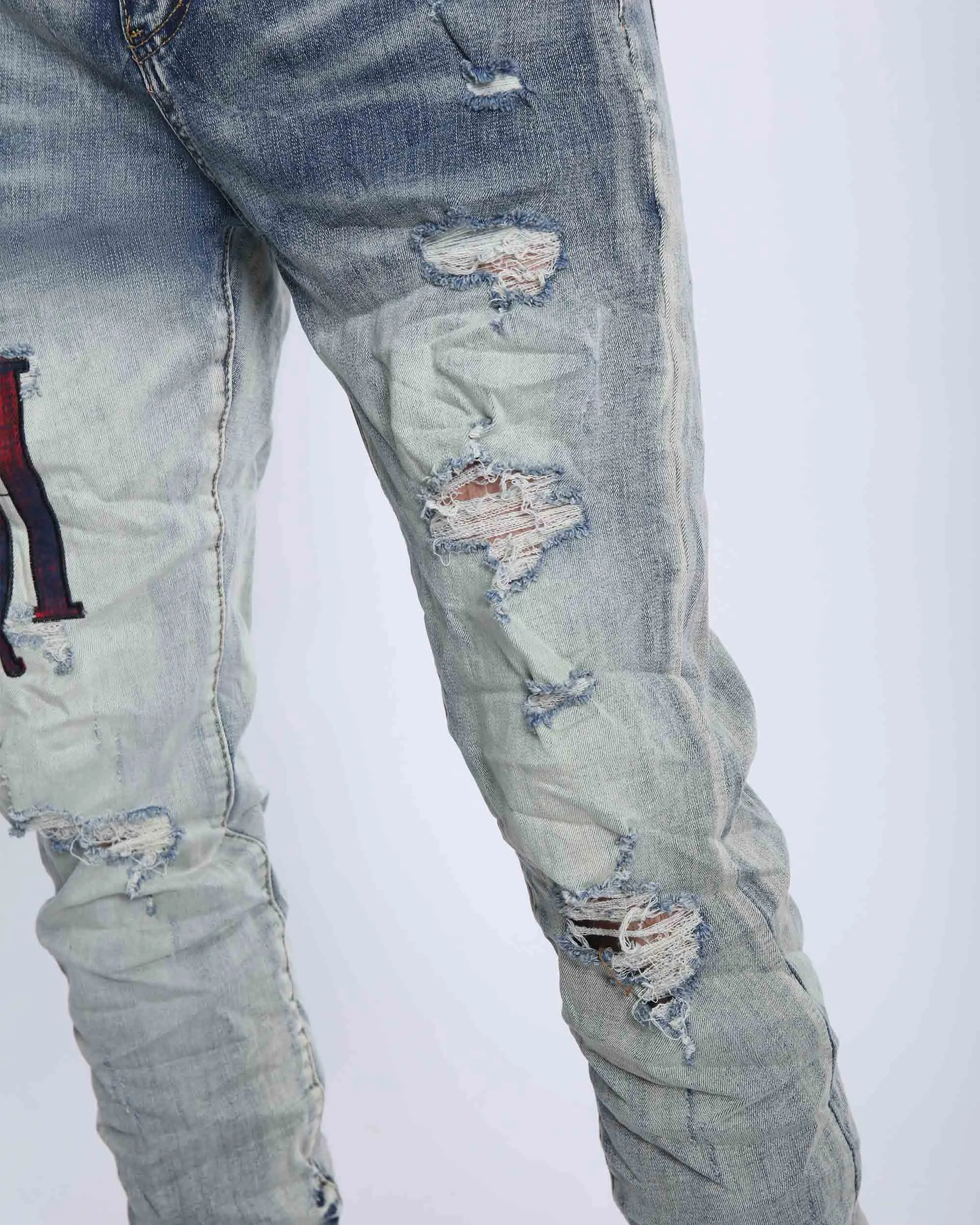 LOGEQI Light Washed Ripped Jeans-Mexico Local Delivery