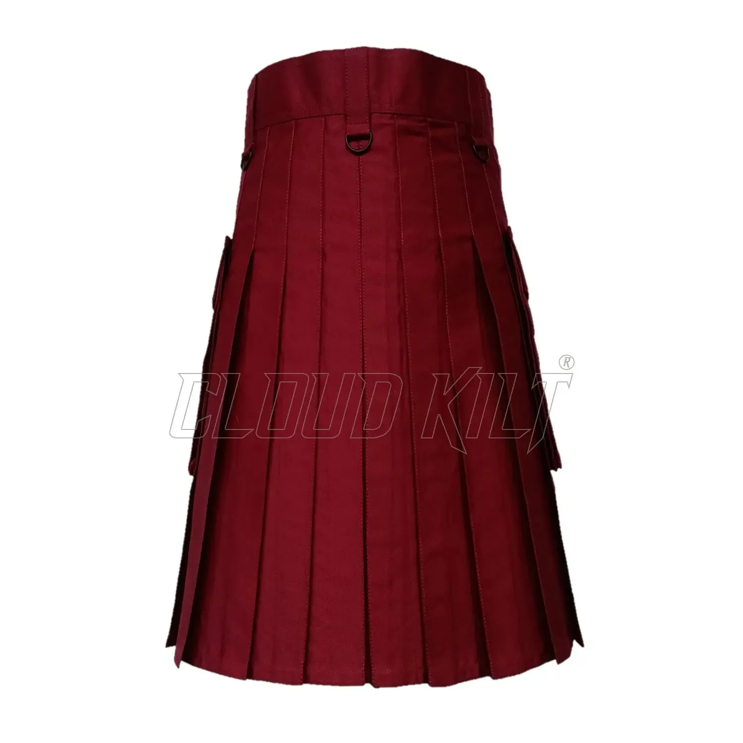Maroon Modern Utility Scottish Kilt