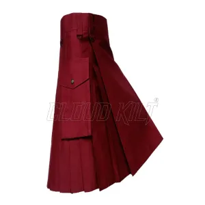 Maroon Modern Utility Scottish Kilt