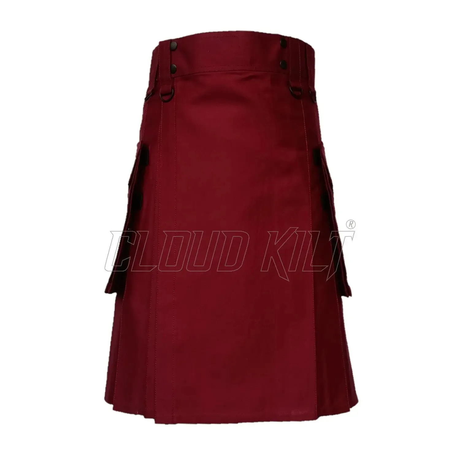 Maroon Modern Utility Scottish Kilt