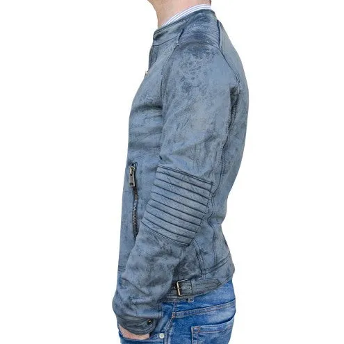 Men's Decant Biker Jacket in Leather with Padded by TJS