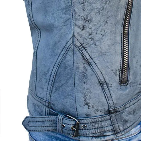Men's Decant Biker Jacket in Leather with Padded by TJS