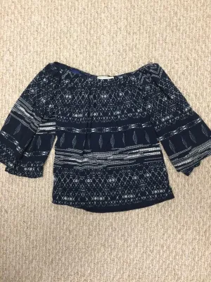 NAVAJO NAVY ON OFF THE SHOULDER TOP