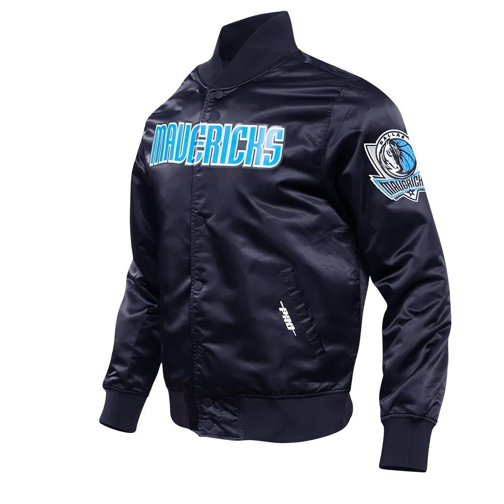 NBA DALLAS MAVERICKS BIG LOGO MEN'S SATIN JACKET (MIDNIGHT NAVY)