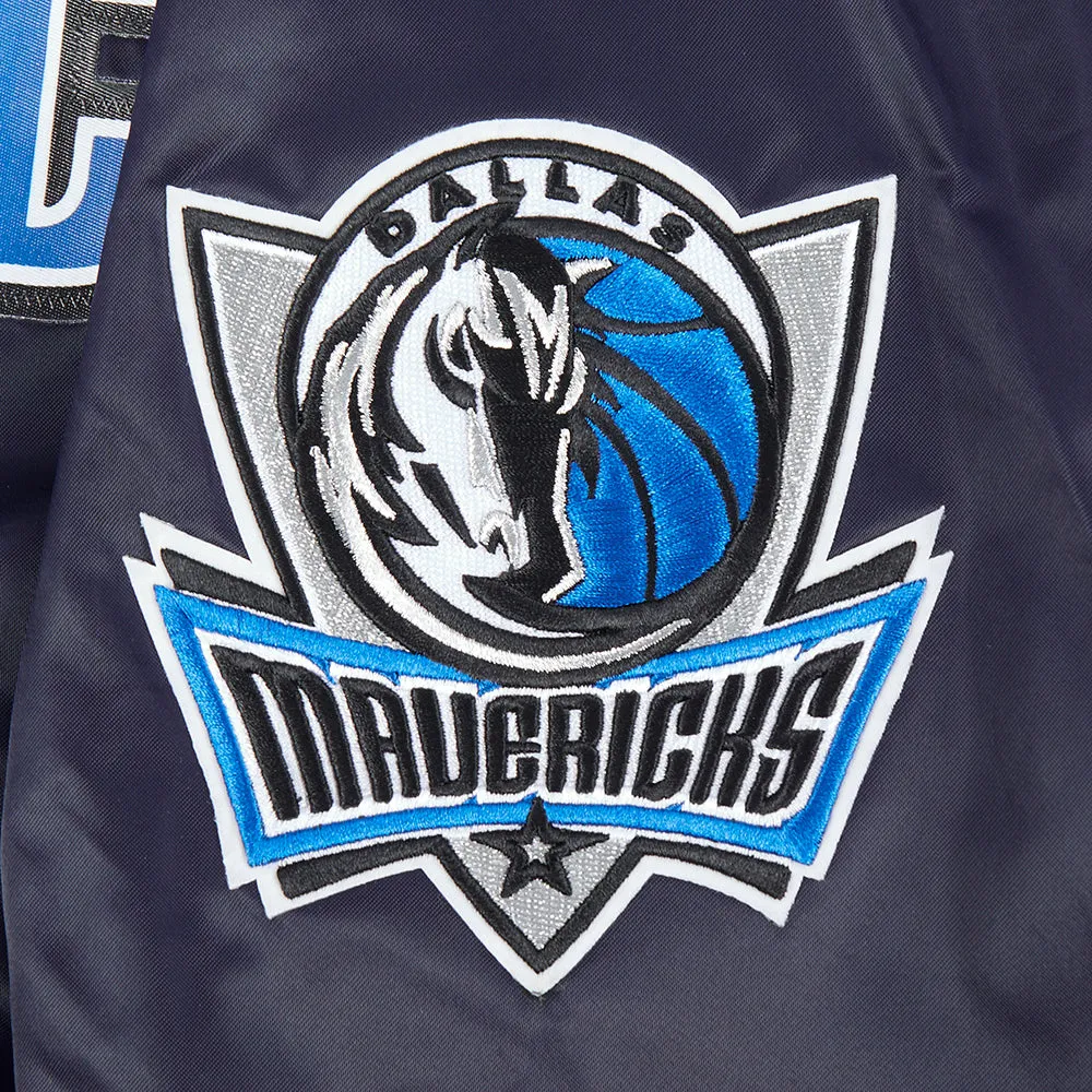 NBA DALLAS MAVERICKS BIG LOGO MEN'S SATIN JACKET (MIDNIGHT NAVY)