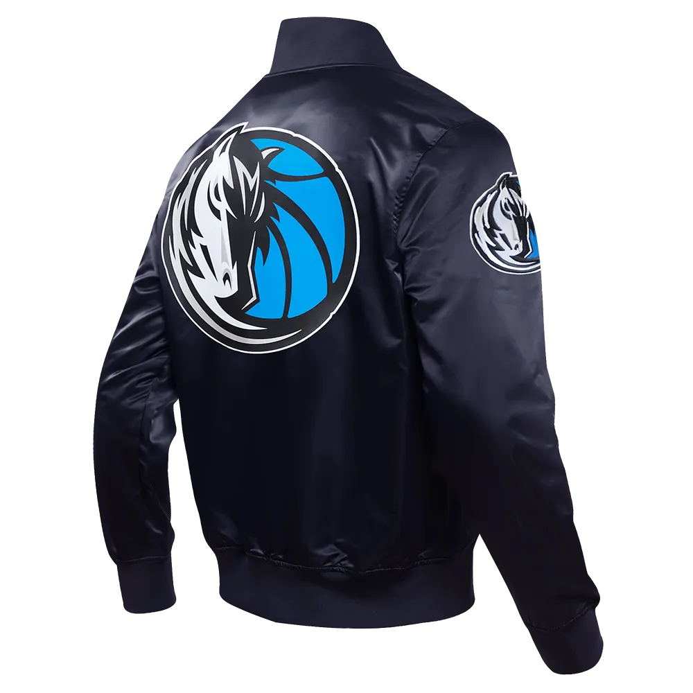 NBA DALLAS MAVERICKS BIG LOGO MEN'S SATIN JACKET (MIDNIGHT NAVY)