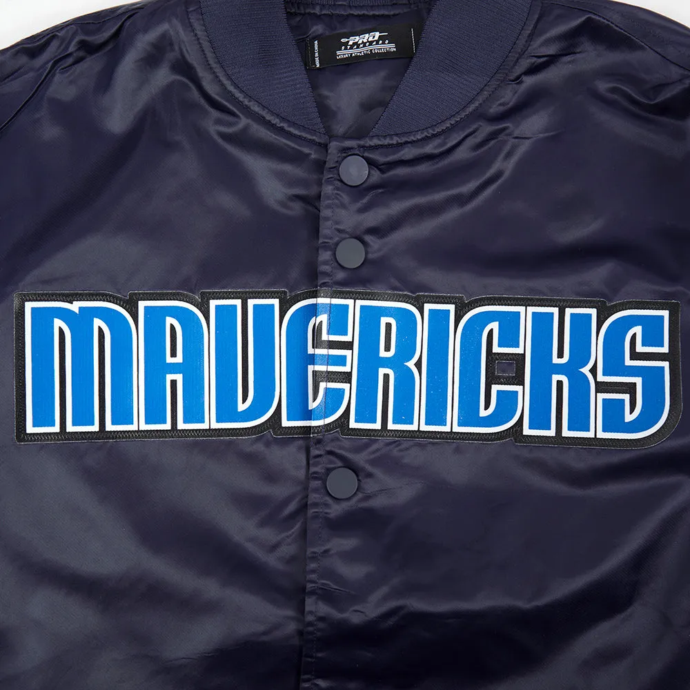 NBA DALLAS MAVERICKS BIG LOGO MEN'S SATIN JACKET (MIDNIGHT NAVY)
