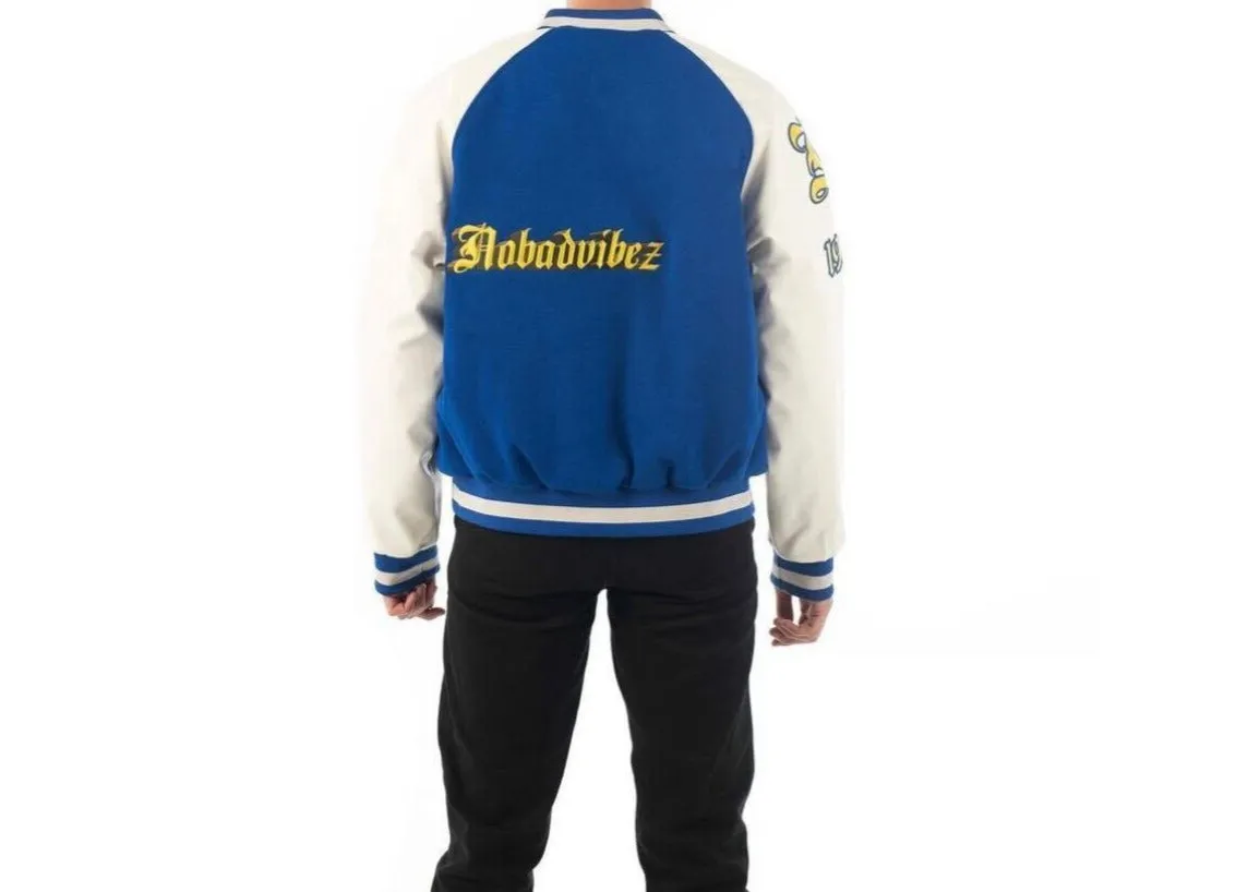 NOBADVIBEZ BLUE VARSITY JACKET