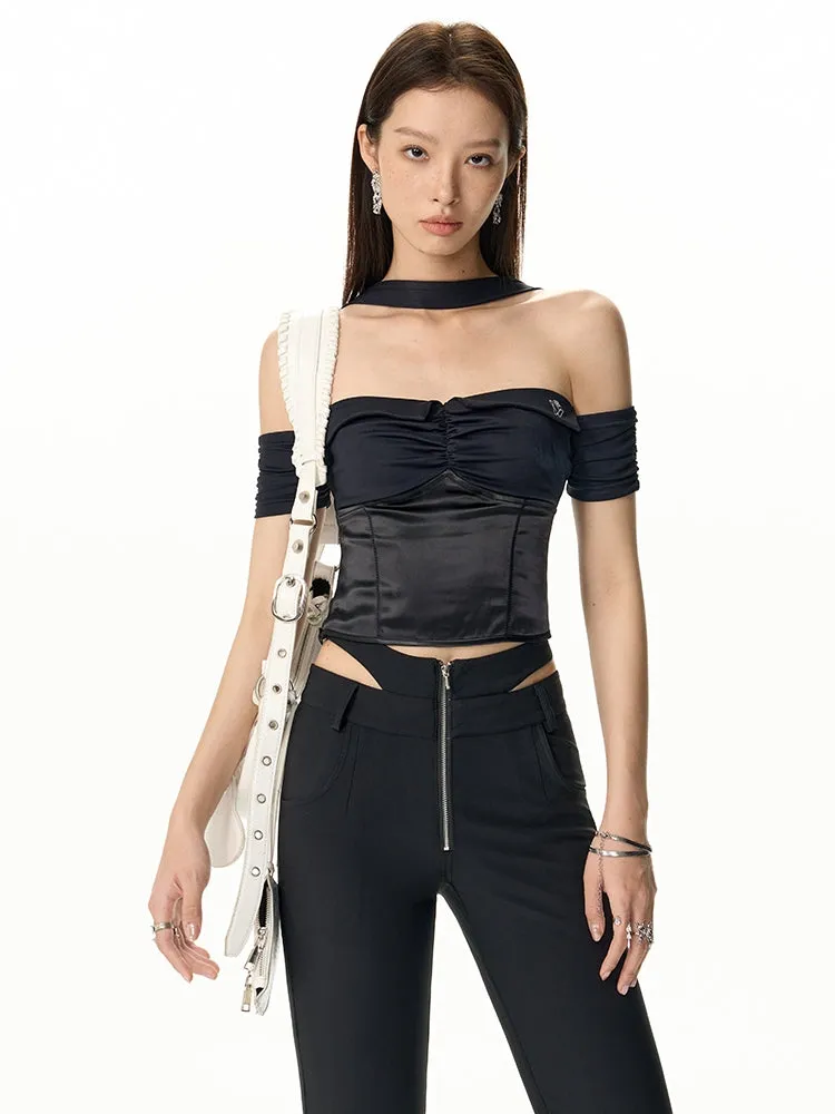 Off-Shoulder Gather Tight Nichi Tops