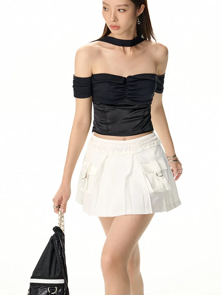 Off-Shoulder Gather Tight Nichi Tops