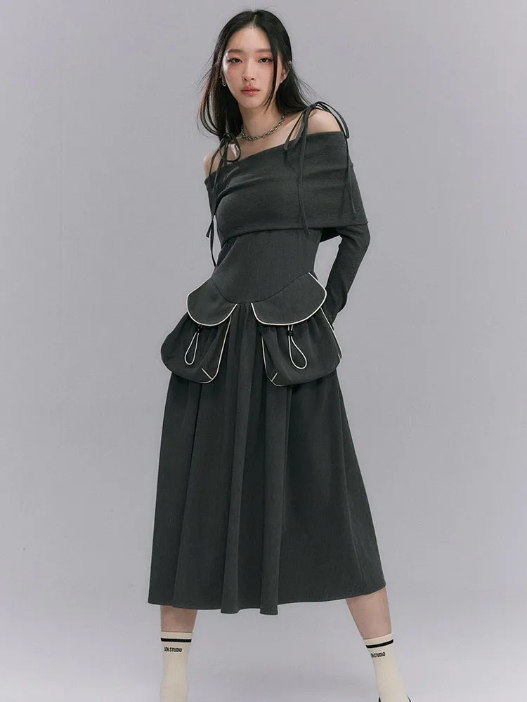 Off-shoulder Ribbon Wrap Tops