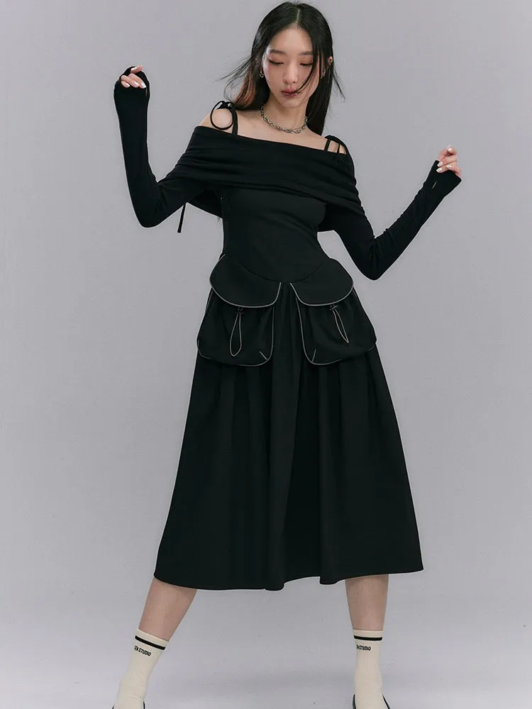 Off-shoulder Ribbon Wrap Tops