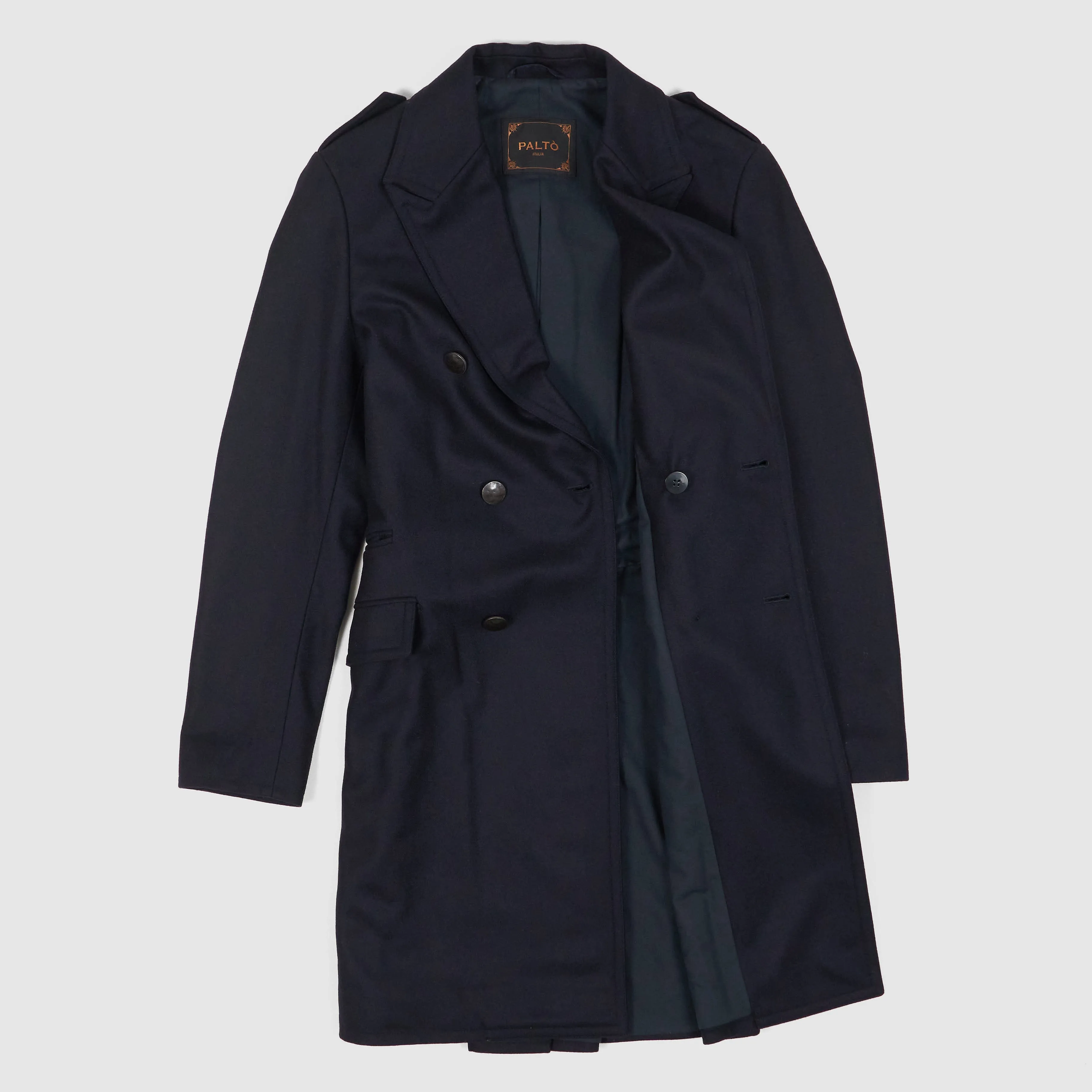 Palto Double-Breasted Officer Wool Coat